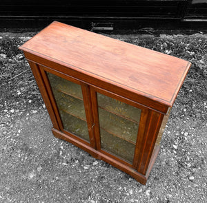 ANTIQUE 19th CENTURY ENGLISH WALNUT & GLAZED DISPLAY CABINET, c1900