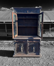 Load image into Gallery viewer, LARGE ANTIQUE 19th CENTURY FRENCH CARVED LIMED OAK &amp; GLAZED DRESSER, c1900
