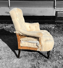 Load image into Gallery viewer, ANTIQUE 19th CENTURY FRENCH NAPOLEON III DECONSTRUCTED BUTTON BACK ARMCHAIR, c1900
