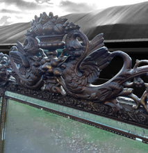 Load image into Gallery viewer, LARGE ANTIQUE 19th CENTURY FRENCH ORNATE GILTWOOD OVERMANTLE WALL MIRROR, c1880
