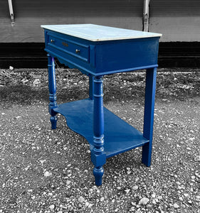 ANTIQUE 19th CENTURY FRENCH OAK PAINTED & MARBLE TOPPED CONSOLE TABLE, c1900