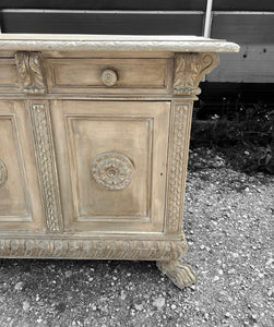 ANTIQUE 19th CENTURY FRENCH ORNATE OAK PAINTED SIDEBOARD, c1900