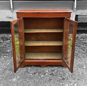 ANTIQUE 19th CENTURY ENGLISH WALNUT & GLAZED DISPLAY CABINET, c1900