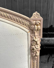 Load image into Gallery viewer, ANTIQUE 19th CENTURY FRENCH ORNATE PAINTED &amp; UPHOLSTERED DOUBLE BED, c1900
