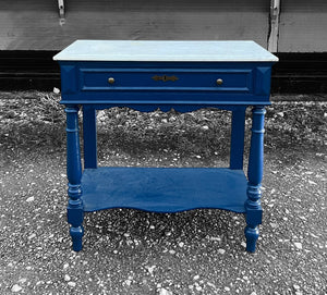 ANTIQUE 19th CENTURY FRENCH OAK PAINTED & MARBLE TOPPED CONSOLE TABLE, c1900