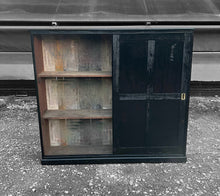 Load image into Gallery viewer, LARGE 19th CENTURY ENGLISH PINE BLACK PAINTED HOUSEKEEPERS KITCHEN CUPBOARD, c1900
