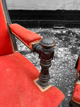 Load image into Gallery viewer, ANTIQUE 19th CENTURY FRENCH ORNATE SET OF 6 EBONISED WALNUT &amp; UPHOLSTERED DINING CHAIRS, c1900
