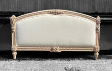 Load image into Gallery viewer, ANTIQUE 19th CENTURY FRENCH ORNATE PAINTED &amp; UPHOLSTERED DOUBLE BED, c1900
