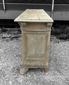 ANTIQUE 19th CENTURY FRENCH ORNATE OAK PAINTED SIDEBOARD, c1900