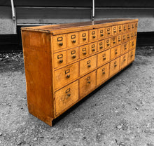 Load image into Gallery viewer, LARGE ANTIQUE 20th CENTURY ENGLISH OAK BANK OF 36 DRAWERS, c1920
