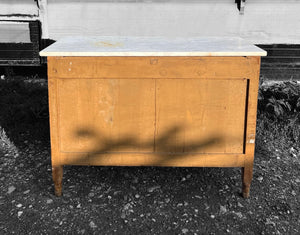 ANTIQUE 19th CENTURY FRENCH BLEACHED PINE & MARBLE TOPPED CHEST OF DRAWERS, c1900