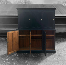 Load image into Gallery viewer, LARGE ANTIQUE 19th CENTURY ENGLISH PINE &amp; PAINTED HOUSEKEEPERS CUPBOARD, c1900
