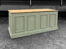 Load image into Gallery viewer, LARGE 20th CENTURY FRENCH PAINTED &amp; PINE TOPPED SHOP COUNTER / KITCHEN ISLAND
