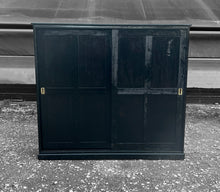 Load image into Gallery viewer, LARGE 19th CENTURY ENGLISH PINE BLACK PAINTED HOUSEKEEPERS KITCHEN CUPBOARD, c1900
