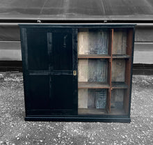 Load image into Gallery viewer, LARGE 19th CENTURY ENGLISH PINE BLACK PAINTED HOUSEKEEPERS KITCHEN CUPBOARD, c1900
