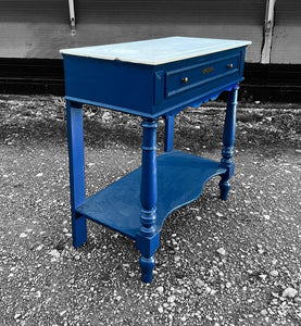 ANTIQUE 19th CENTURY FRENCH OAK PAINTED & MARBLE TOPPED CONSOLE TABLE, c1900