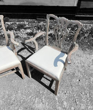 Load image into Gallery viewer, ANTIQUE 19th CENTURY PAIR OF LIMED OAK &amp; UPHOLSTERED CARVER CHAIRS, c1900
