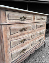 Load image into Gallery viewer, ANTIQUE 19th CENTURY FRENCH ORNATE LIMED OAK &amp; MARBLE TOPPED CHEST OF DRAWERS, c1900
