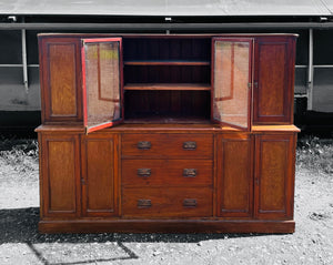 LARGE ANTIQUE 19th CENTURY ENGLISH PITCH PINE DRESSER, c1900