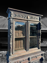 Load image into Gallery viewer, LARGE ANTIQUE 19th CENTURY FRENCH CARVED LIMED OAK &amp; GLAZED DRESSER, c1900
