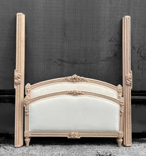 Load image into Gallery viewer, ANTIQUE 19th CENTURY FRENCH ORNATE PAINTED &amp; UPHOLSTERED DOUBLE BED, c1900
