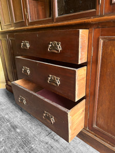 LARGE ANTIQUE 19th CENTURY ENGLISH PITCH PINE DRESSER, c1900