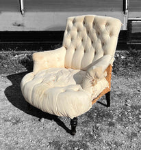 Load image into Gallery viewer, ANTIQUE 19th CENTURY FRENCH NAPOLEON III DECONSTRUCTED BUTTON BACK ARMCHAIR, c1900
