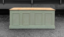 Load image into Gallery viewer, LARGE 20th CENTURY FRENCH PAINTED &amp; PINE TOPPED SHOP COUNTER / KITCHEN ISLAND
