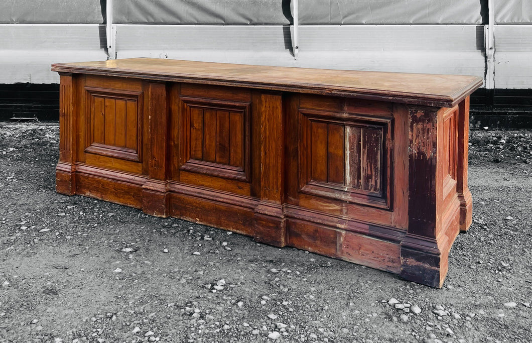 LARGE ANTIQUE 19th CENTURY ENGLISH PINE & OAK TOPPED SHOP COUNTER, C1900