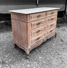 Load image into Gallery viewer, ANTIQUE 19th CENTURY FRENCH ORNATE LIMED OAK &amp; MARBLE TOPPED CHEST OF DRAWERS, c1900
