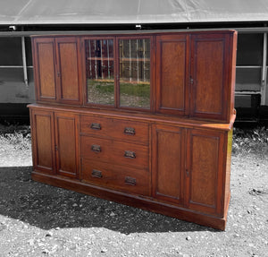 LARGE ANTIQUE 19th CENTURY ENGLISH PITCH PINE DRESSER, c1900