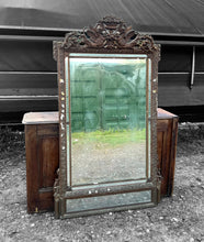 Load image into Gallery viewer, LARGE ANTIQUE 19th CENTURY FRENCH ORNATE GILTWOOD OVERMANTLE WALL MIRROR, c1880
