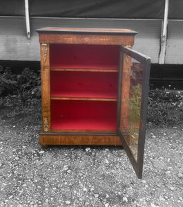 ANTIQUE 19th CENTURY BURR WALNUT & GLAZED DISPLAY CABINET, c1900