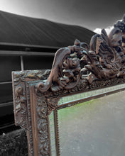 Load image into Gallery viewer, LARGE ANTIQUE 19th CENTURY FRENCH ORNATE GILTWOOD OVERMANTLE WALL MIRROR, c1880
