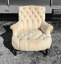 Load image into Gallery viewer, ANTIQUE 19th CENTURY FRENCH NAPOLEON III DECONSTRUCTED BUTTON BACK ARMCHAIR, c1900
