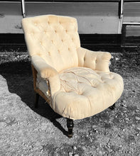 Load image into Gallery viewer, ANTIQUE 19th CENTURY FRENCH NAPOLEON III DECONSTRUCTED BUTTON BACK ARMCHAIR, c1900
