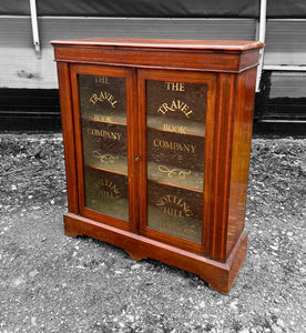 ANTIQUE 19th CENTURY ENGLISH WALNUT & GLAZED DISPLAY CABINET, c1900