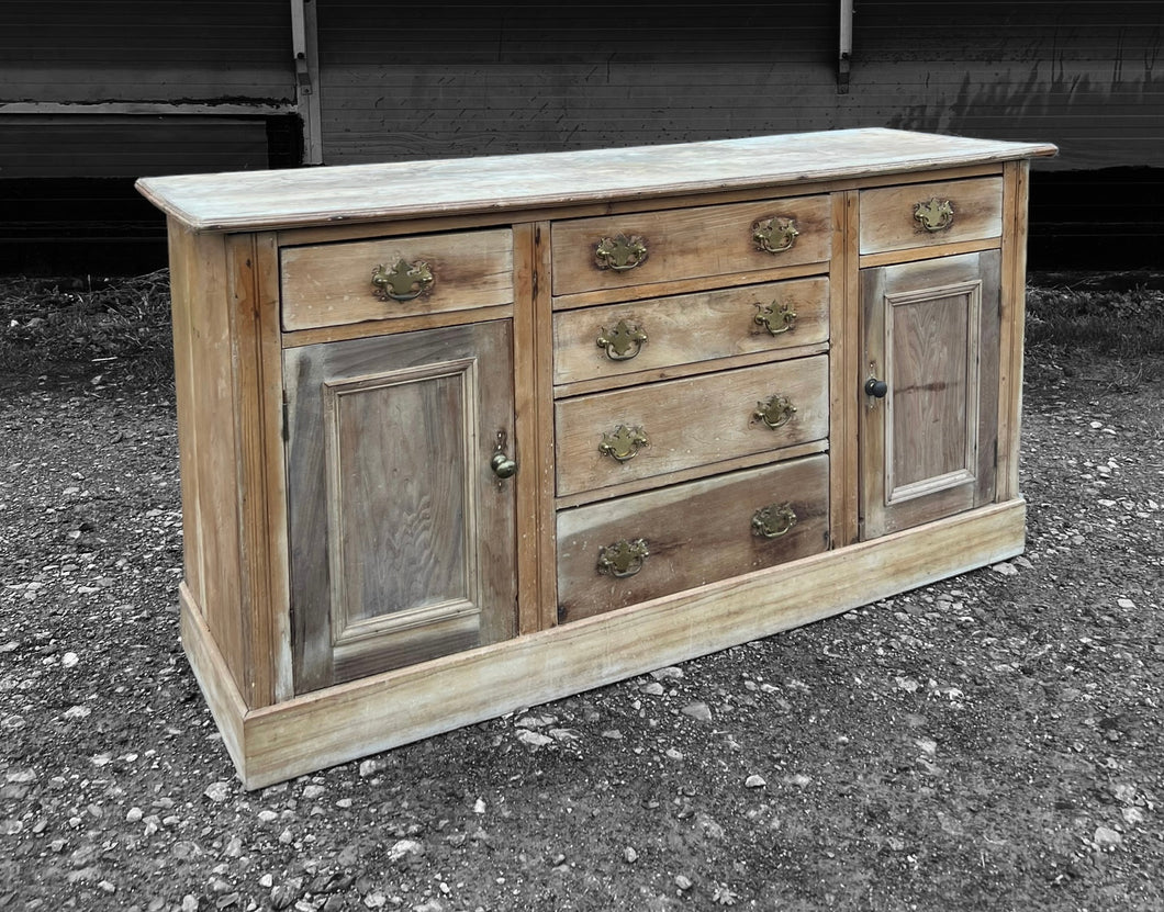 ANTIQUE 19TH CENTURY ENGLISH PINE DRESSER BASE SIDEBOARD, c1900