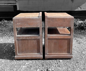 ANTIQUE 19th CENTURY FRENCH PAIR OF LIMED OAK & MARBLE TOPPED BEDSIDE TABLES, c1900