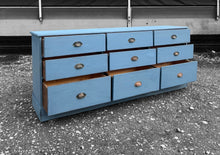 Load image into Gallery viewer, LARGE 20th CENTURY ENGLISH PINE PAINTED BANK OF 9 DRAWERS
