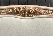 Load image into Gallery viewer, ANTIQUE 19th CENTURY FRENCH ORNATE PAINTED &amp; UPHOLSTERED DOUBLE BED, c1900
