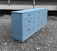 Load image into Gallery viewer, LARGE 20th CENTURY ENGLISH PINE PAINTED BANK OF 9 DRAWERS
