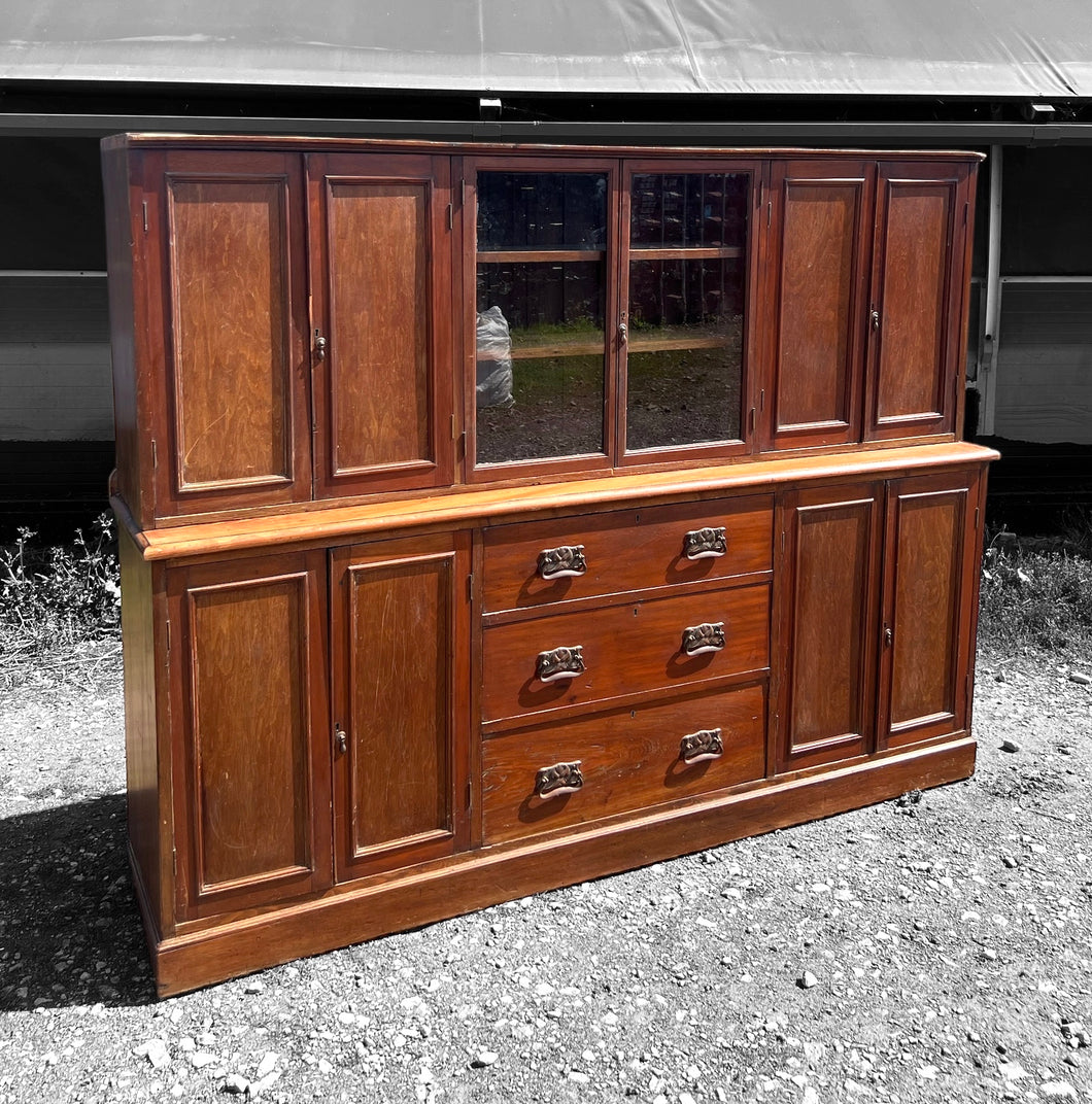 LARGE ANTIQUE 19th CENTURY ENGLISH PITCH PINE DRESSER, c1900