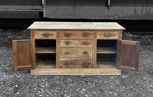 ANTIQUE 19TH CENTURY ENGLISH PINE DRESSER BASE SIDEBOARD, c1900