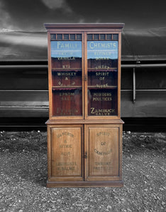 ANTIQUE 19th CENTURY ENGLISH OAK & GLAZED APOTHECARY STYLE DRESSER, c1900