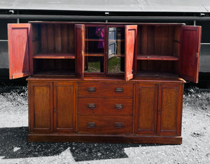 LARGE ANTIQUE 19th CENTURY ENGLISH PITCH PINE DRESSER, c1900