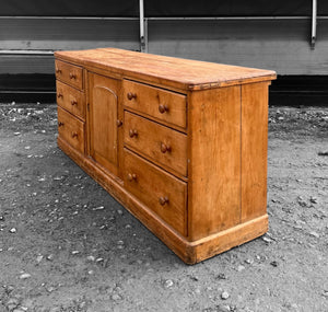 LARGE ANTIQUE 19th CENTURY ENGLISH PINE DRESSER BASE, c1900