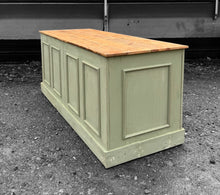 Load image into Gallery viewer, LARGE 20th CENTURY FRENCH PAINTED &amp; PINE TOPPED SHOP COUNTER / KITCHEN ISLAND
