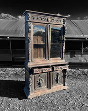 Load image into Gallery viewer, LARGE ANTIQUE 19th CENTURY FRENCH CARVED LIMED OAK &amp; GLAZED DRESSER, c1900
