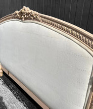 Load image into Gallery viewer, ANTIQUE 19th CENTURY FRENCH ORNATE PAINTED &amp; UPHOLSTERED DOUBLE BED, c1900
